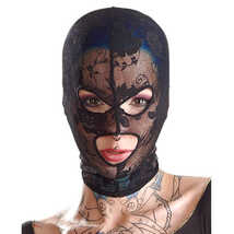 Кружевная шлем-маска на голову в отверстиями для глаз и рта Mask Lace by Bad Kitty, черная