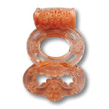Виброкольцо Luxe Vibro Секрет кощея и презерватив, оранжевые