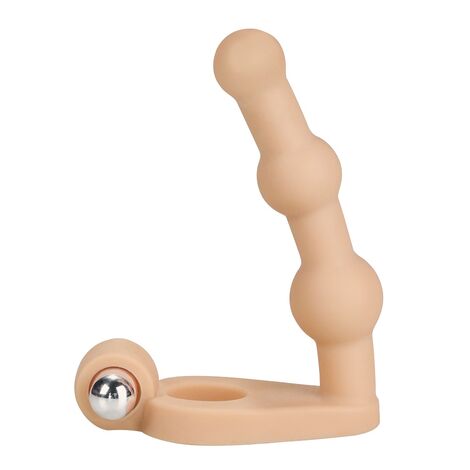 Насадка на пенис для двойного проникновения с вибрацией,The Ultra Soft Bead 6'', телесная