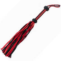Плеть многохвостая из экокожи с плетеной рукоятью Джага-Джага, черно-красная