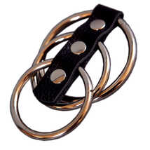 Тройное эрекционное кольцо на фаллос и мошонку Подиум, серебристо-черное