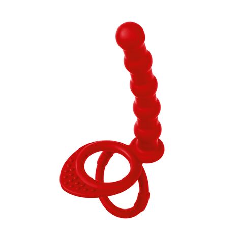 Насадка на пенис для двойного проникновения Black&Red by TOYFA, силикон, красная, 19,5 см