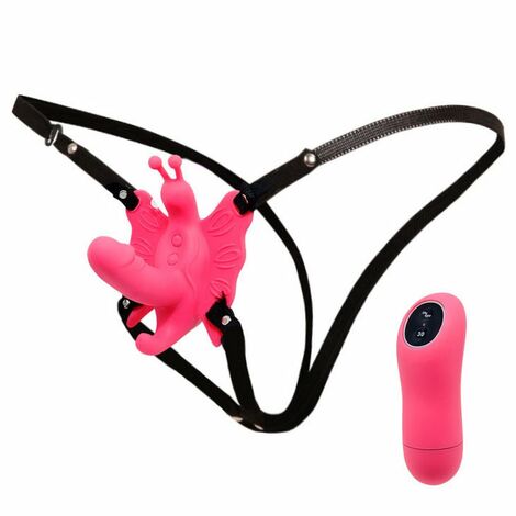 Стимулятор клитора и точки G Ultra Passionate Harness на ремешках с вибрацией, розовый