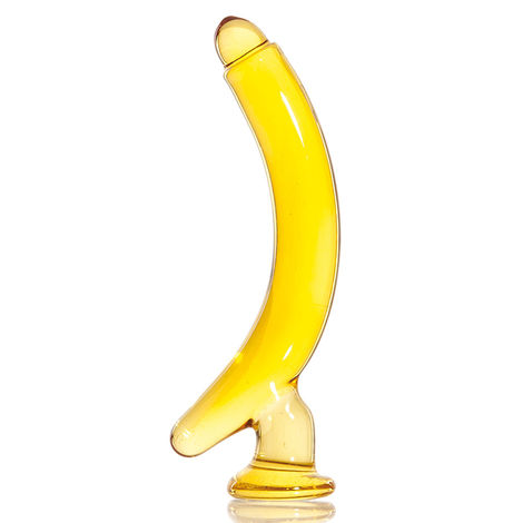 Фаллоимитатор в форме банана из стекла, желтый