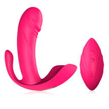 Вибратор для ношения Melo G-Spot Vibrator с клиторальным отростком и пультом, розовый