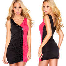 Двухцветное платье Double Color, черно-розовое - S