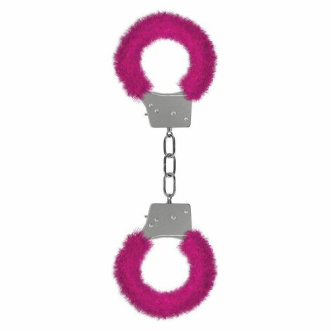 Металлические наручники с меховой обивкой Beginner's Handcuffs Furry, розовые