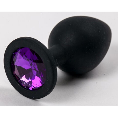 Пробка силиконовая черная с фиолетовым стразом