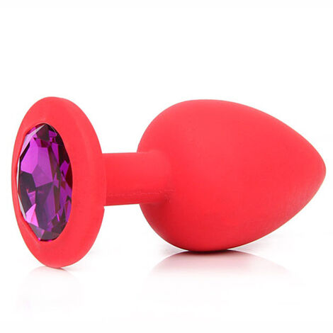 Красная силиконовая пробка с фиолетовым кристаллом - S
