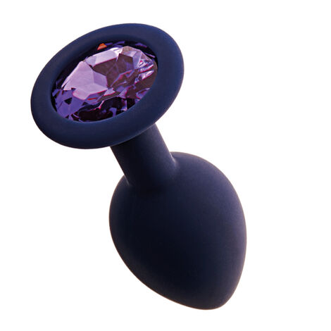 Анальная пробка с фиолетовым кристаллом Gamma, черничный - S