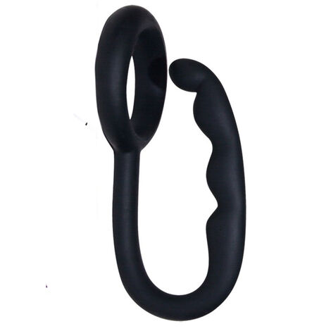 Эрекционное кольцо с анальным стимулятором Mr Hook, черное