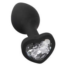 Анальная пробка силиконовая с белым стразом в форме сердечка You2Toys Silicone Butt Plug, черная