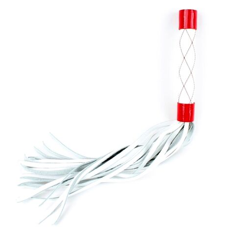 Классическая многохвостая плеть с удобной рукояткой БДСМ Арсенал, красно-белая