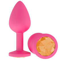 Анальная втулка силиконовая с оранжевым кристаллом Джага-Джага, розовый
