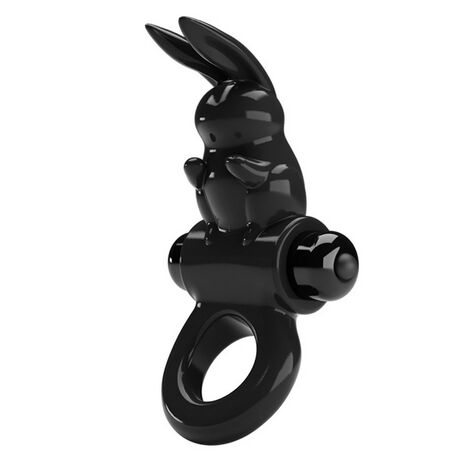 Эрекционное виброкольцо со стимулятором клитора в виде кролика Exciting Ring, черное