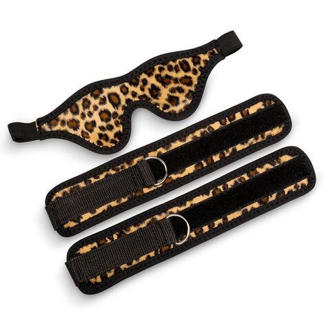 Набор для интимных игр маска с наручниками Пикантные штучки, леопардовый