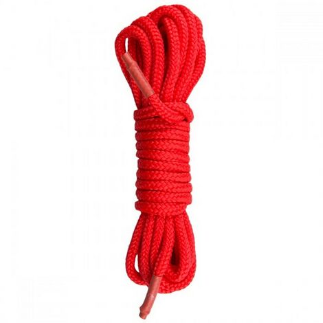 Веревка для связывания из нейлона с наконечниками Black Bondage Rope 5 м., красная