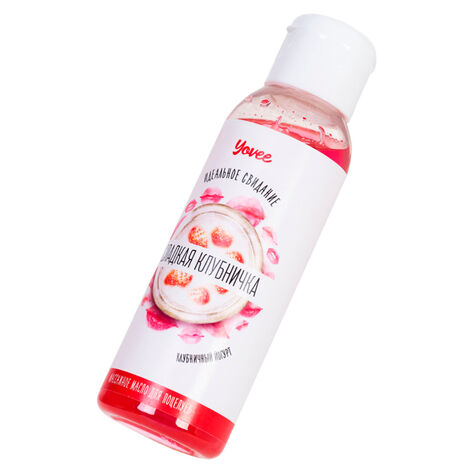 Массажное масло для поцелуев Yovee by Toyfa Сладкая клубничка со вкусом клубничного йогурта, 100 мл