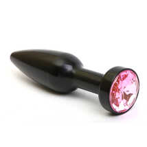 Пробка металлическая черная с розовым стразом