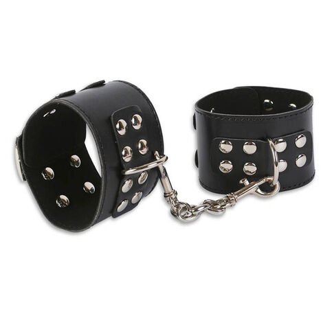 Широкие наручники с двойными ремнями, черные