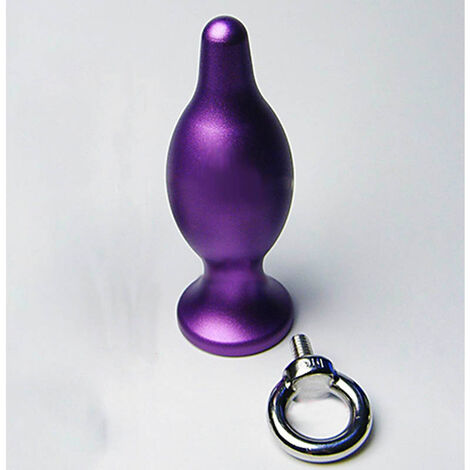 Пробка стальная с тонким наконечником и кольцом 8,7 см., фиолетовая