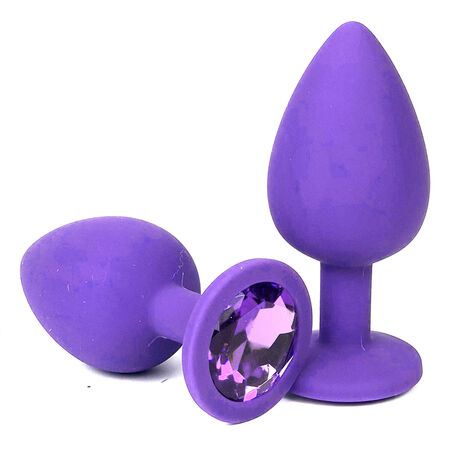 Фиолетовая силиконовая пробка со светло-фиолетовым кристаллом - M