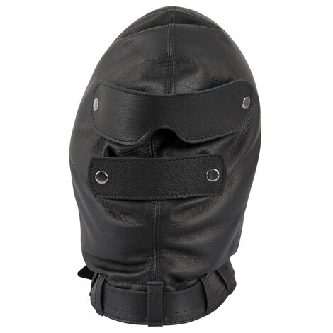 Маска на голову для БДСМ-игр ZADO Leather Isolation Mask, черная