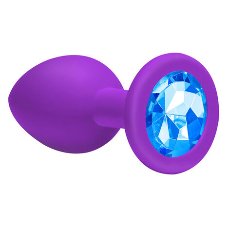 Анальная пробка Emotions Cutie Large фиолетовая с голубым кристаллом