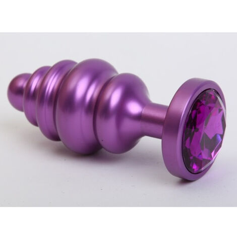 Пробка металл фигурная фиолетовая с фиолетовым стразом