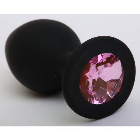 Пробка силиконовая черная с розовым стразом